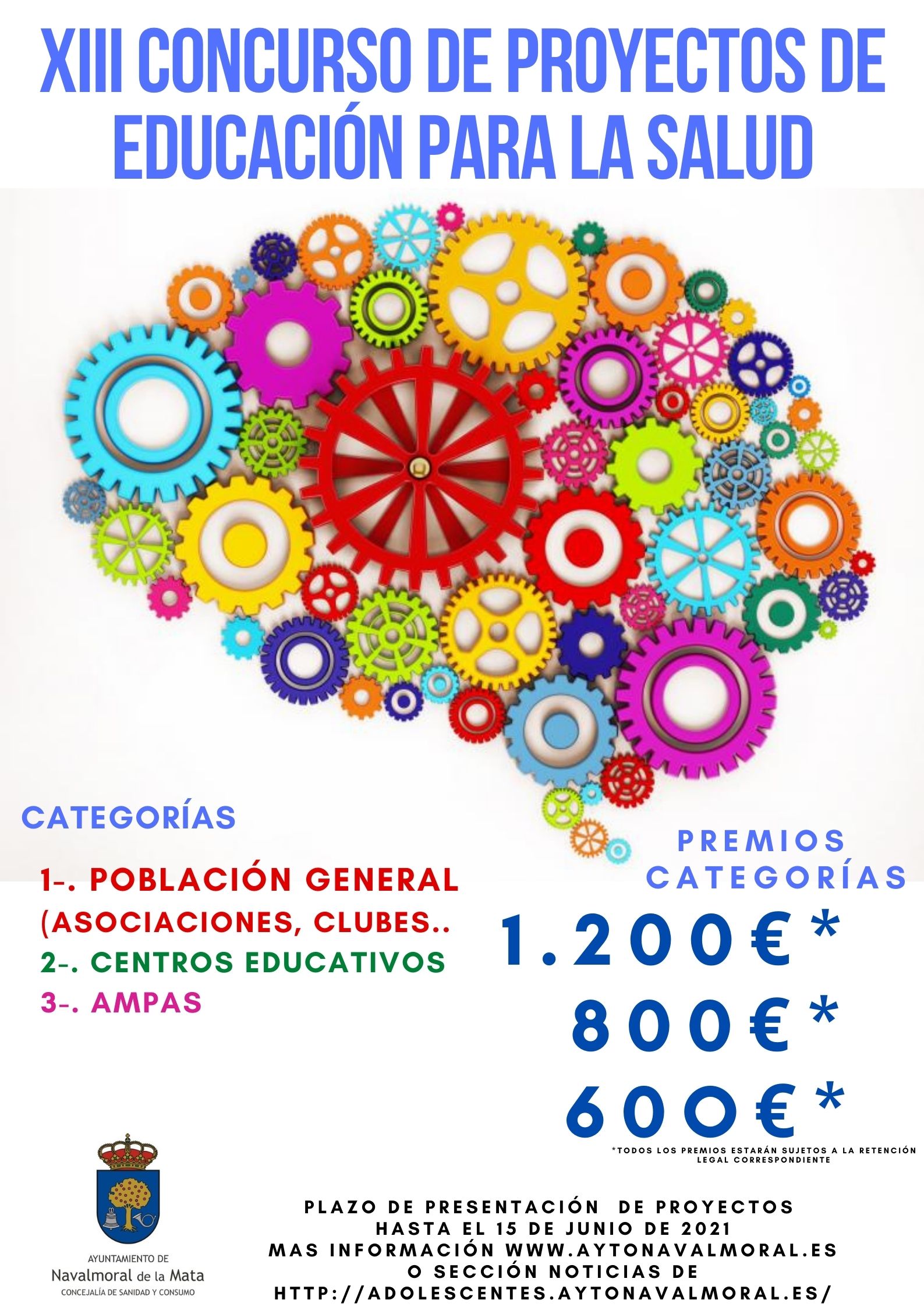 La Cocnejalía de Salud anuncia la XIII Convocatoria de Proyectos de Educación Para la Salud.