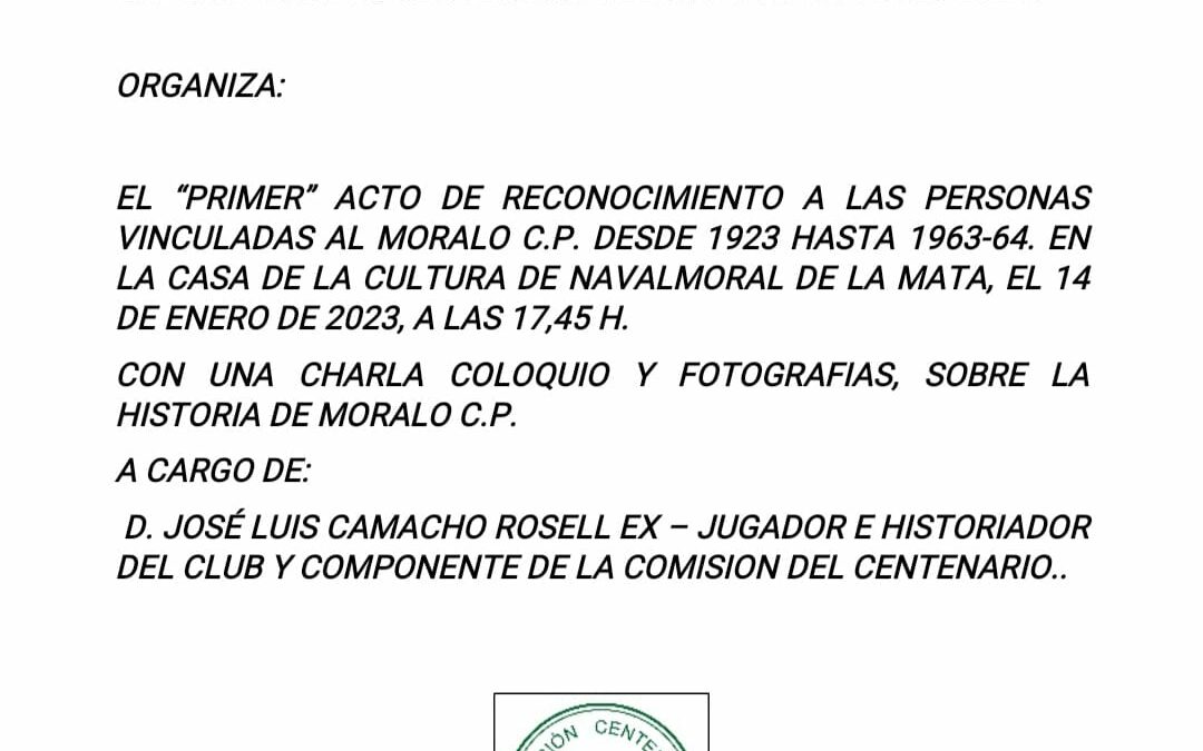 Homenaje a las personas vinculadas al moralo desde 1923 hasta 1963/64