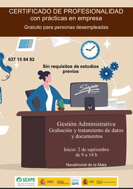 Formación en Gestión Administrativa – Certificado de profesionalidad gratuito