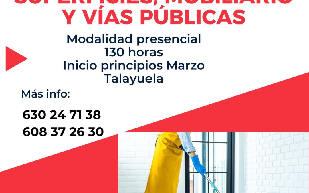 Curso limpieza de superficies, mobiliario y vías públicas