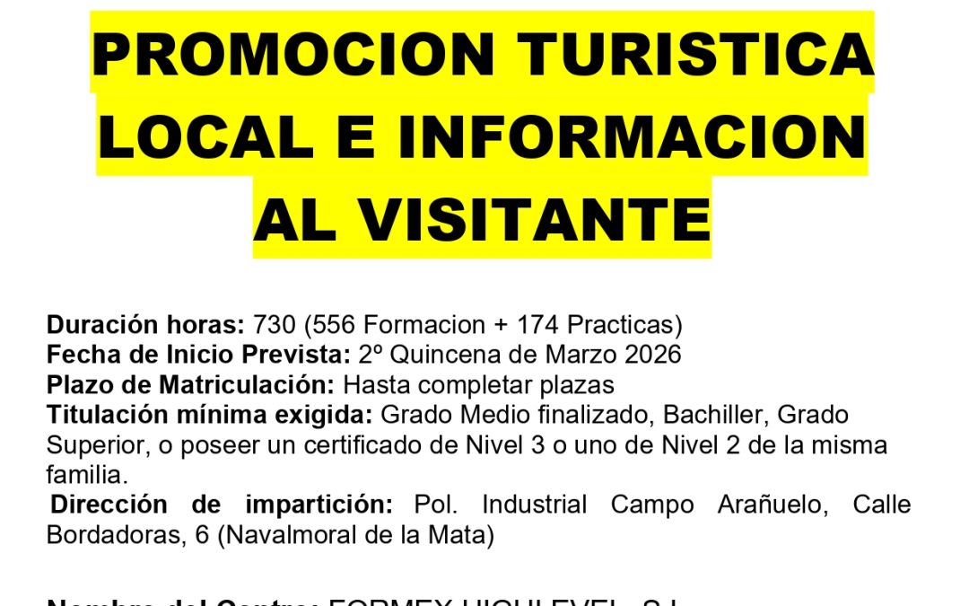 Curso Promoción Turística Local e Información al Visitante