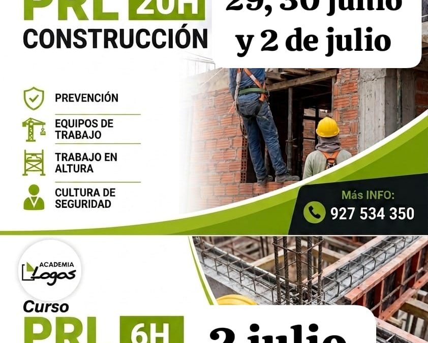CURSO PRL CONSTRUCCIÓN 20 HORAS/6HORAS